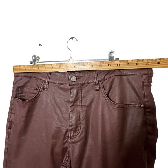 Anthropologie Pilcro Coated Skinny Pants Women’s Size 32 Burgundy Lace Hem - Picture 14 of 16